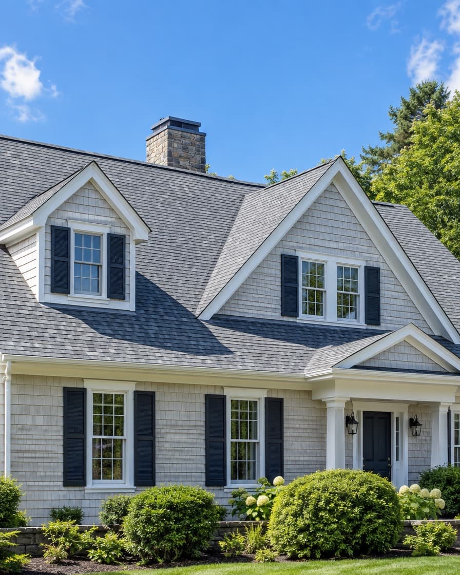 Home with a freshly soft-washed roof and clean shingles